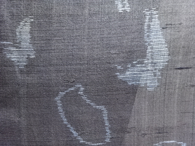 Antique Abstract Butterfly Pattern Woven Honjo Summer Oshima Tsumugi Kimono